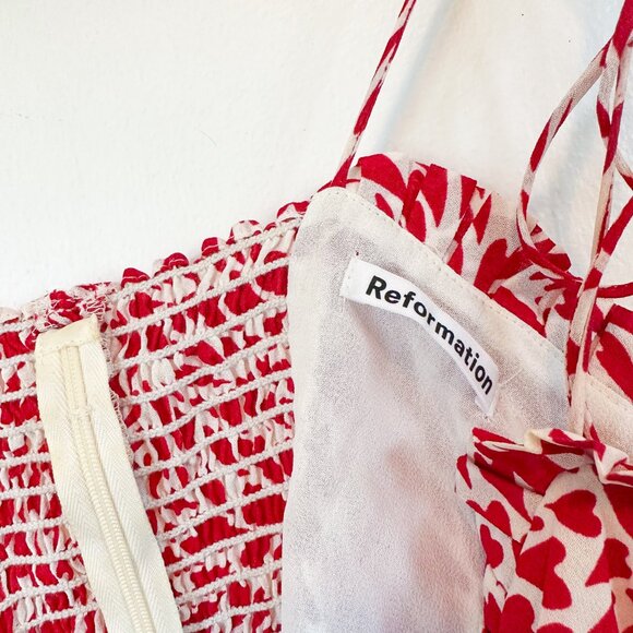 Reformation | Novena Floral Tie Sweetheart Tank Top in Hearts Love - Picture 6 of 7